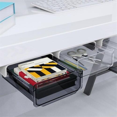 Storage Drawer Self Stick Pencil Tray Under Desk Table Organizer Box Stand Self-adhesive Under-drawer Holder Home Storage