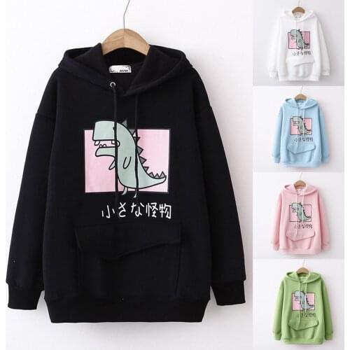 2020 Womens Casual Animal Cute Emo Dinosaur Shirt Hoodie Pocket Hoody Jumper Tops Autumn&Winter Fashion Print Hoody F Fast Ship