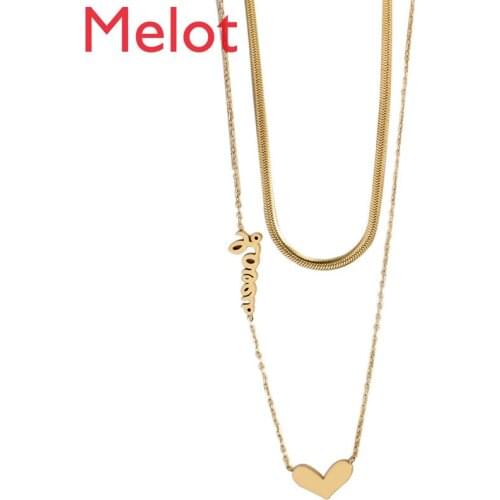 Titanium Steel Design Love Double-Layer Necklace Female Niche Simple All-Match Clavicle Chain