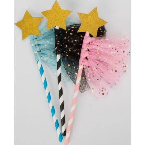 Gold Star Yarn Flag Cake Topper Dessert Decoration baby shower kids birthday party wedding Decor supplies Lovely Gifts