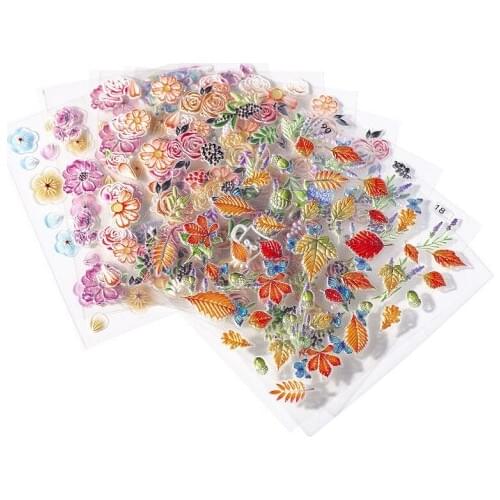 1 Sheet 5D Nail Stickers Embossed Nail Sticker Slice Flower Transfer Sticker Nail Art DIY Design 3D Decoration Nail Art