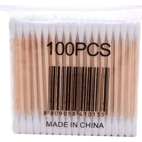 1 Pack Wooden Cotton Swabs Double-Tipped Multipurpose Safety Nose Ear Cleaning Buds Stick Dust-Free Sterile Makeup Cosmetic Tool