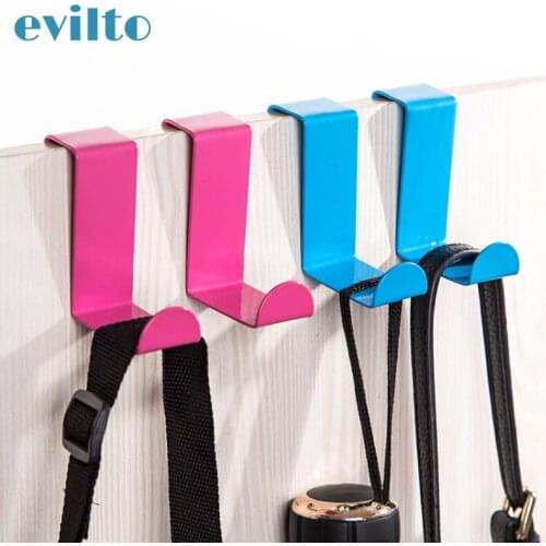 2pcs Creative Nail-free Hook Stainless Steel Door Back Double-use Hook For Kitchen Cabinet Clothes Hanger Room Sundries Hook