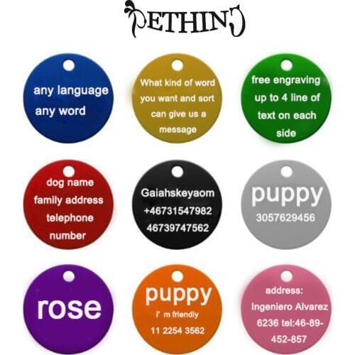 2pcs/Lot Personalized Engraving Pet ID Tags Dog Cat Tags Aluminum Customized Name Address Telephone Any Text Dog Tag Pet Tag