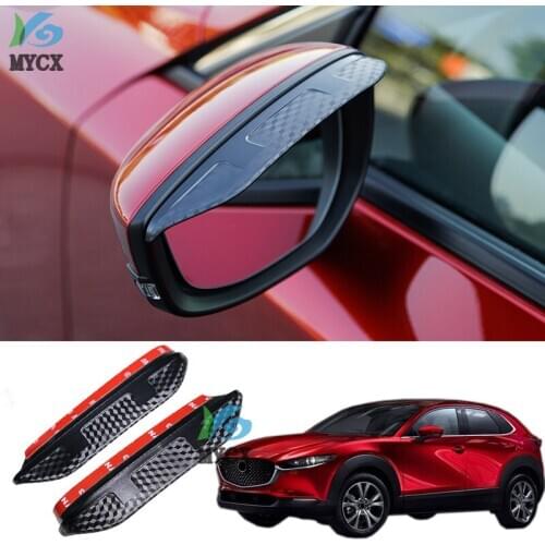 2PCS Carbon fiber Car Side Door Rearview Mirror Rain Eyebrow Cover Trim Sticker for Mazda CX-30 CX30 2020 2021 Accessories