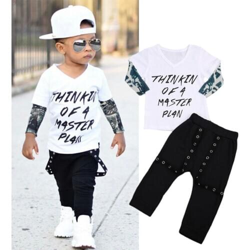 2017 Newest Fashion Baby Sets 2pcs Newborn Toddler Kids Baby Boys Clothes Outfits Long Sleeve T-shirt Tops+ Long Pants Set Cute