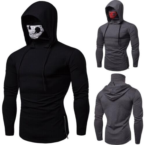 2020 winter new original single hoodie personality game hooded skull print high neck long sleeve
