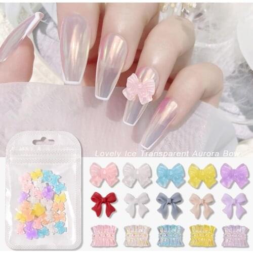 30Pcs/Set Nail Bow Rhinestone Easy to Stick 3D Resin DIY Manicure Butterfly Rhinestone for Beauty Nail Ornaments Rhinestones Gem