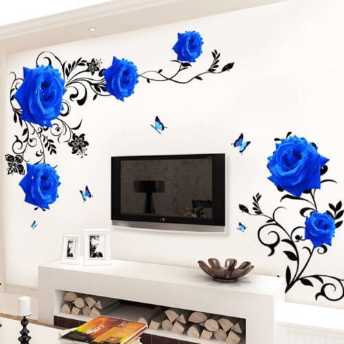 Blue Enchantress 3D Wallpaper Living Room Home Decor Wall Sticker DIY Romatic Flower TV Wall Decoration Poster Art