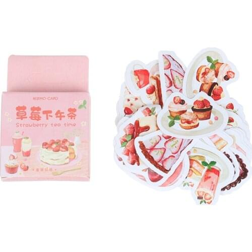 46pcs Cute Strawberry Dessert DIY Diary Craft Stickers Scrapbooking Decor
