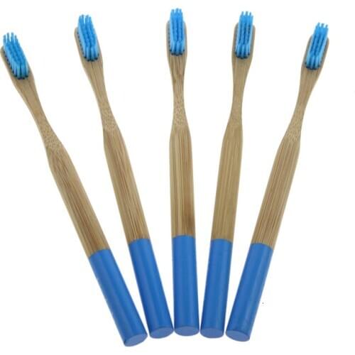 5Pcs/Set FDA Certification Blue Bristle Environmentally Eco Friendly Travel Home Hotel Adult Bamboo Tooth Brush Toothbrush