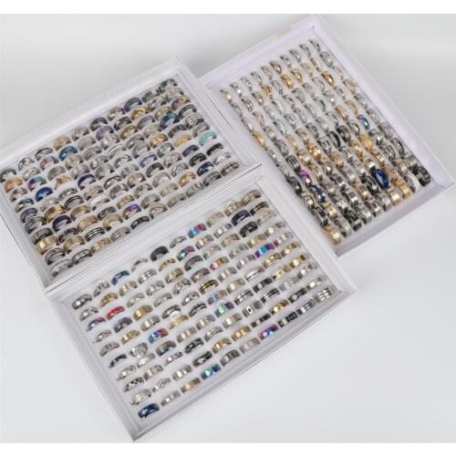 50pcs/lot Fashion Stainless Steel Jewelry Rings For Women Men Mix Style Color Wholesale 50 different styles