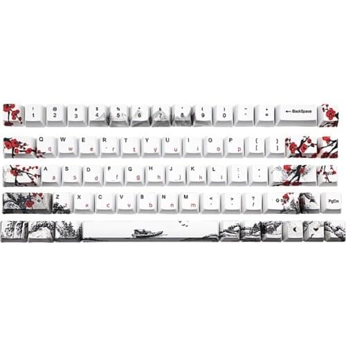 68 Key Keycap Wangjiang Plum Blossom Dye Sublimation OEM Mechanical Keyboard Keycap For K6 IFG68 TADA68 EK820 RK837 SK68