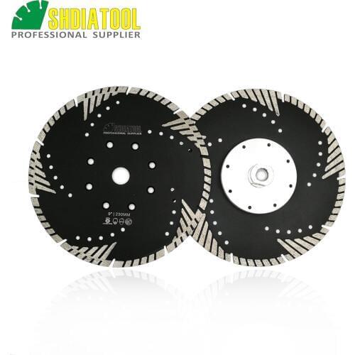 SHDIATOOL Dia 230mm/9" Diamond Blades For Stone &Concrete cutting M14 Flange Hot pressed Turbo Blade with Slant protection teeth