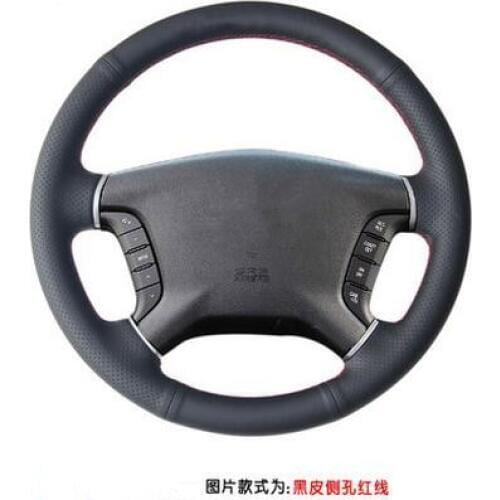Car Styling DIY Hand-stitched Genuine Leather Steering Wheel skin Cover For Mitsubishi delica D5 Pajero 2007-2014