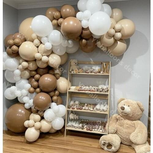 Baby Shower 142pcs Balloons Garland Brown Mama To Be Later Balloon 5-18inch Happy Birthday Double Apricot New Year Decoration