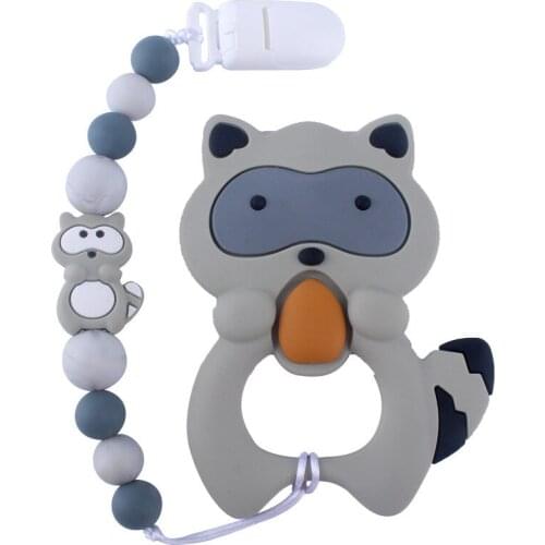 Safety Silicone Cartoon shape Pacifier Chain Clip Bead Bracelet Pendants Toy for Baby Infant Chew Rope Nipple Bite Teether Gift