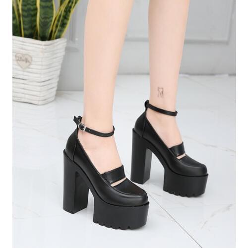 Black white 14cm thick with high heels European American sexy waterproof platform model nightclub catwalk womens single shoes