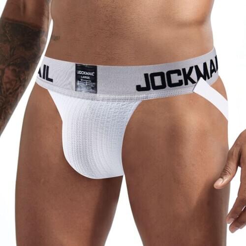 JOCKMAIL Jockstraps Athletic Supporter Underwear Gym Workout Strap Brief Mesh Penis Pouch Sexy Gay Men Underwear 2inch Wide Belt
