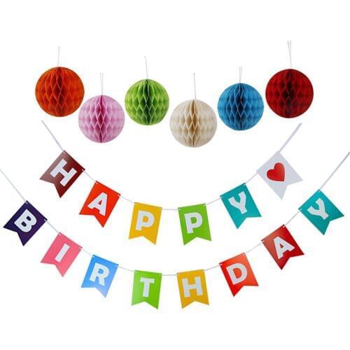 HAOCHU 7pcs/set Mix Color Tissue Paper Honeycomb Balls for Party Baby Shower Decoration Happy Birthday Paper Garland Room Supply