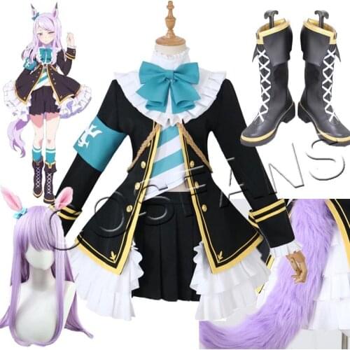 Anime Umamusume: Pretty Derby Season 2 Mejiro McQueen Lolita Dress Uniform Cosplay Costume Halloween Women Full set Wig shoes