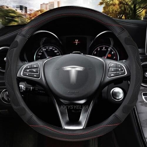 Microfiber Leather For Tesla Model 3 Model Y Model X Model S Car Steering Wheel Cover Interior Accessories