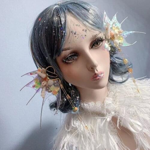 Beautiful Mermaid Ears Elf Ears Cosplay Halloween Party Headdress Mackerel Hair Accessories Photography Props