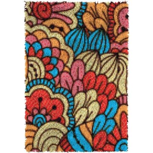 Latch Hook Kits Flower Chunky Yarn Embroidery Crocheting Tapestry Kits Needlework Arts & Crafts DIY Carpet Rug 87*61cm