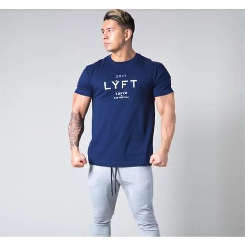 Summer O Neck Sports T-shirt Men Fitness Running Training Short Sleeved Summer Men Outdoor Sports Navy blue Training T-shirt