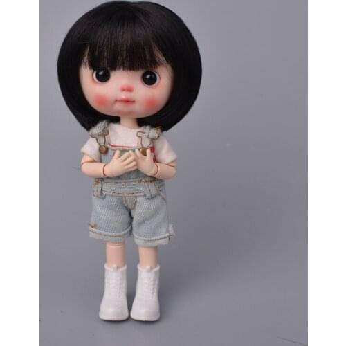 MUZIWIG 1/8 DIY BJD Doll Wig Short Bangs Straight Hair Soft Fiber Natural Color BOBO Head Doll Accessories For DIY BJD Doll Wig