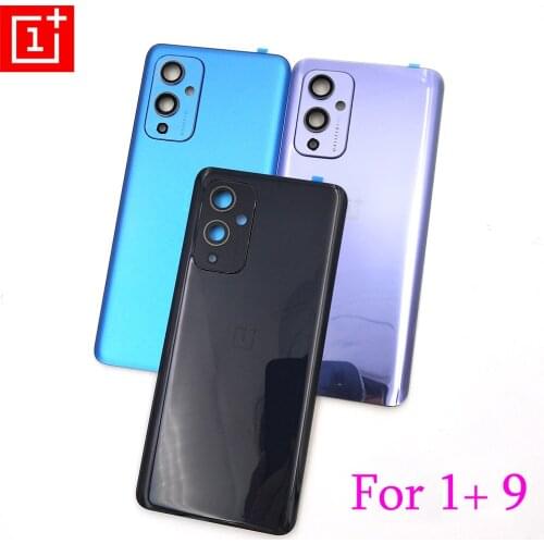 NEW Original Oneplus 9 Back Battery Cover Door Rear Glass Battery Cover Housing Case With Camera Lens For One Plus 1+ 9 WithLogo