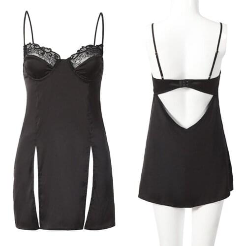 New Lace Transparent Net Yarn Sexy Underwear Women Erotic Dress Sling Nightclub Bare Back Slutty Clothes Ultra-thin Ice Silk