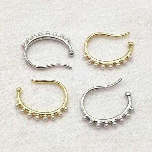 New Arrival! 28x23mm 50pcs Zinc alloy imitation pearl Ear Clip For Handmade Earring DIY Parts Jewelry Findings & Components