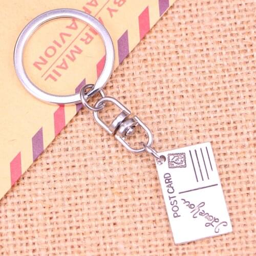 New Fashion Keychain 16*26 mm postcard I love you Pendants DIY Men Jewelry Car Key Chain Ring Holder Souvenir For Gift