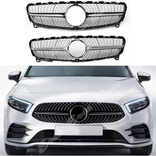 Front Racing Billet Bumper Grille Upper Cover Facelift Grill Fit For Mercedes-Benz W176 A Class 2016 2017 2018 Diamond