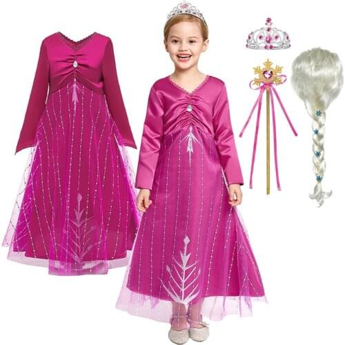 Elsa Dress Girls Carnival Party Snow Queen Vestido Girls Princess Halloween Cosplay Costume Children Birthday Gift Clothing
