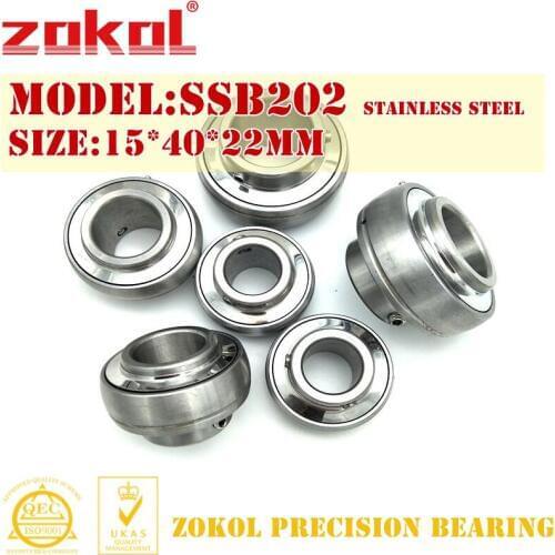 ZOKOL bearing SSB202 Stainless steel Pillow Block Ball Bearing 15*40*22mm