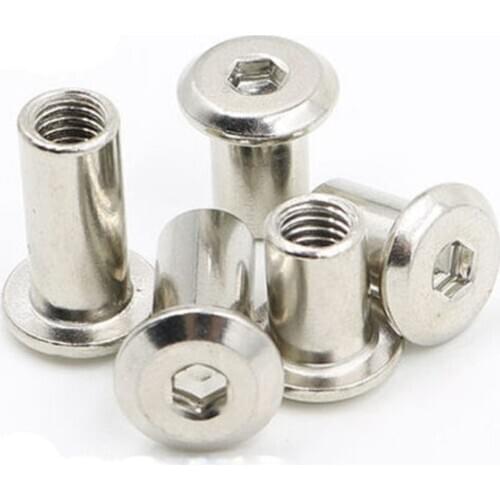 Package 10Pcs Stainless steel allen flat nuts hex nut round head sleeve furniture machine part
