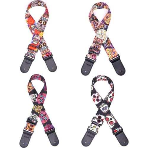 Melede Skull Guitar Strap,Adjustable Guitar Shoulder Strap for Bass, Electric & Acoustic Guitars - 2Inch Wide