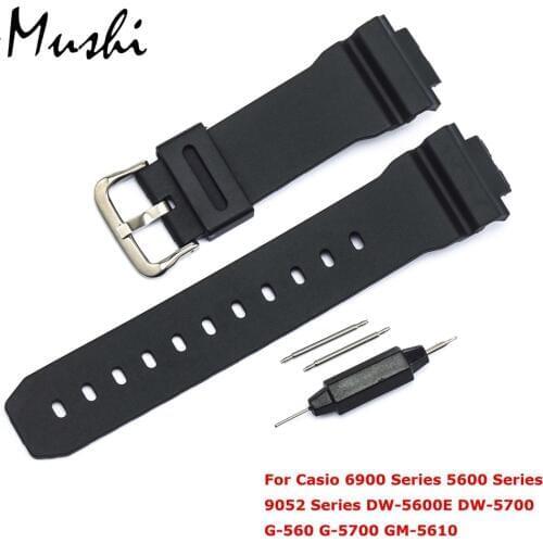 Watchband for Casio 6900 Series 5600 Series DW-5600E DW-5700 Man Blcak Watchband Pin Buckle Watch band Wrist Bracelet Black+Tool
