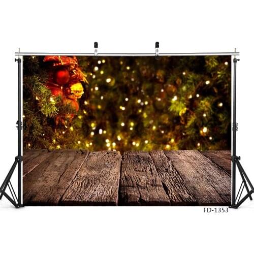 Christmas Wooden Floor Pine Tree Glitters Photo Background Vinyl Backdrops Photo Studio for Children Photobooth Holiday Party