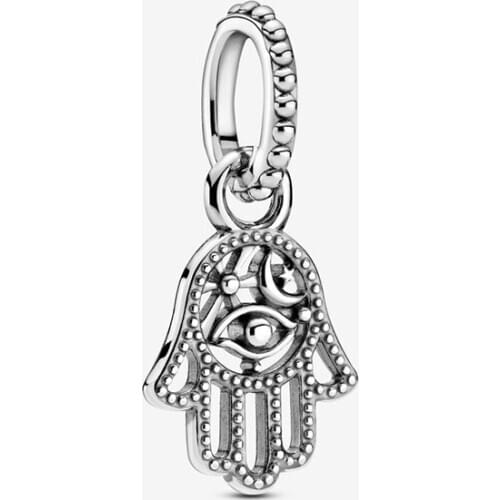 Christmas Gift 2020 Winter New Charms 925 Sterling Silver Beads Fit Original Pandora Bracelet Protective Hamsa Hand Dangle Charm