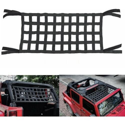 Mesh Cargo Net, Auto Roof Heavy Duty Cover Multifunction Car Top Net Hammock For Jeep Wrangler YJ TJ JK JKU JL JLU 1997-2019