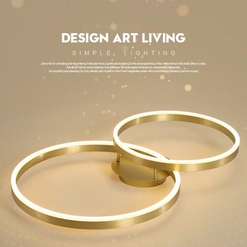 Modern Led Ceiling Light In The Bedroom living Room Aluminum Brushed Gold Creative Rings Design Lamp Project Luminary fixtures