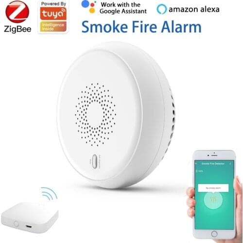 Tuya Zigbee Smoke Detector Sensor Security Alarm Smoke Alarm Fire Protection Smart Home Work With Alexa Google Home Assistant