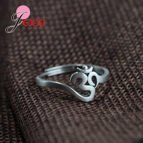 Vintage Adjustbale Open 925 Sterling Silver Retro Buddhist Rings For Women Men Amulet Ring Religious Symbol Accessory Jewelry