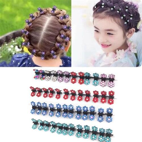 12pcs/pack Crystal Rhinestone Flower Hair Claw Hairpins Hair Accessories Ornaments Hair Clips Hairgrip for Kids Girl