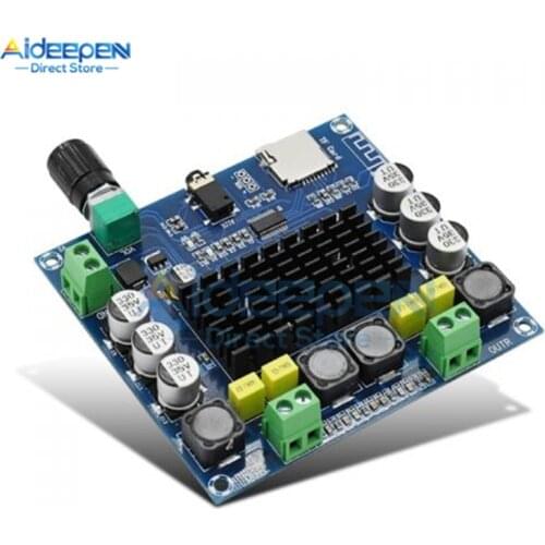 XH-A104 Bluetooth 4.1 TPA3116 50Wx2 Digital Power Amplifier Board 2.0 Stereo AMP Module Support TF Card AUX DC 12V-24V