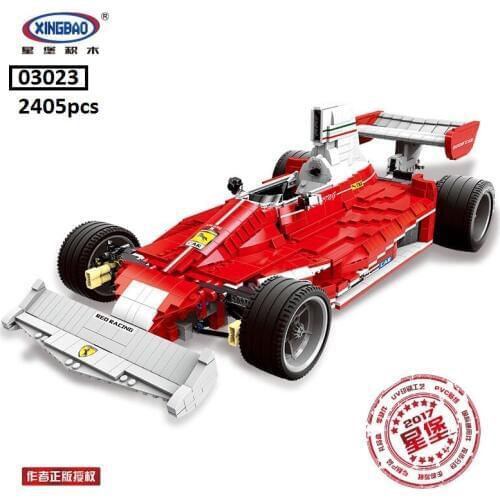 Xingbao Plastic Building Blocks Toy 2405pcs Vehicle Model Car Red Power Race Educational Kids Toys Children Gift for Boy 03023