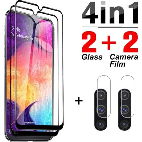 4-in-1 Protective Tempered Glass On The For Samsung Galaxy A20 Screen Protector For Samsung Galaxy A30 M30 A40 A50s Camera Lens
